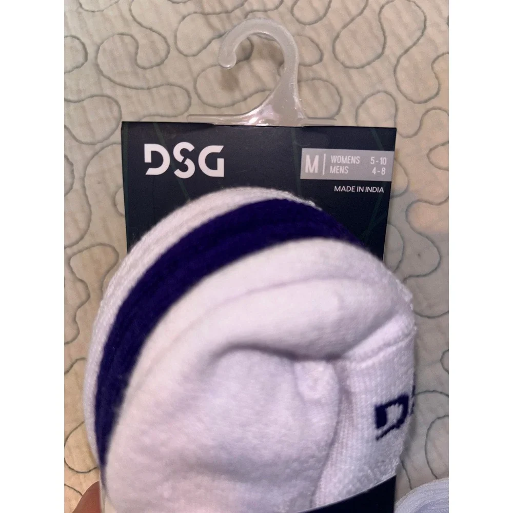 DSG Women 5-10 Quarter Crew Socks 3 Pack White Purple Striped Athletic